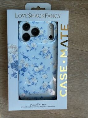 LoveShackFancy Light Blue Floral iPhone 17 Pro Max Case